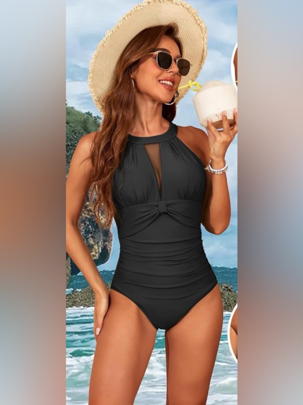 Classic Black High-Neck One-Piece Swimsuit - Women Swim